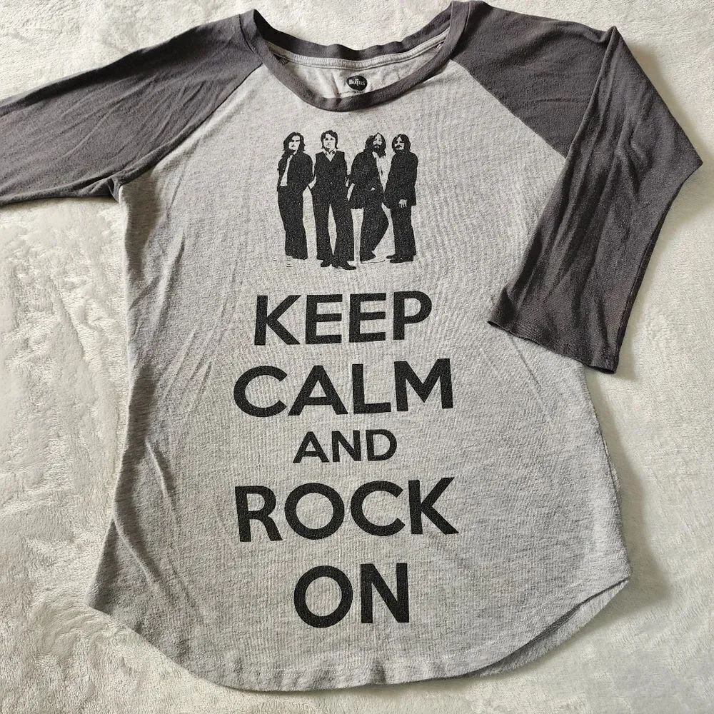 The Beatles 2012 Keep Calm And Rock On Baseball Tshirt Size Medium